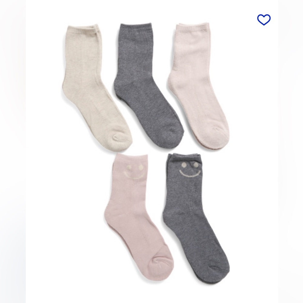 Jessica Simpson Pink and Gray Mini Crew Socks. 5 pair